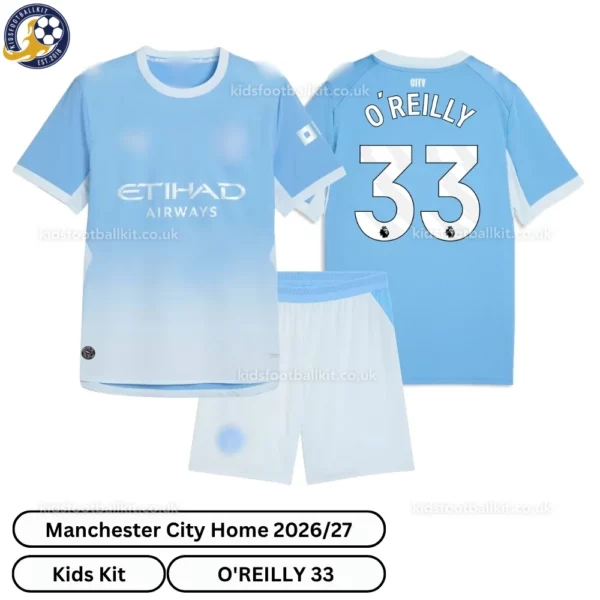 Manchester City Home Kids Kit 26_27-over view-O'REILLY 33