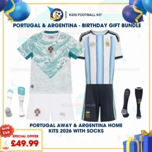 Portugal Away and Argentina home kids kits 2026