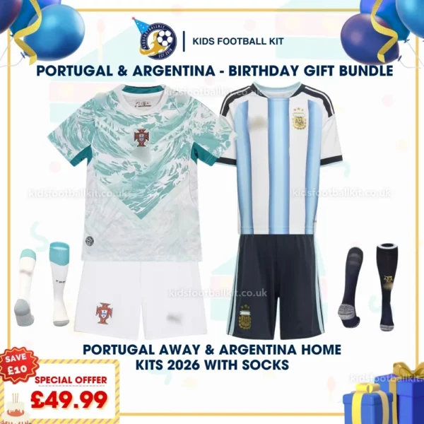 Portugal Away and Argentina home kids kits 2026
