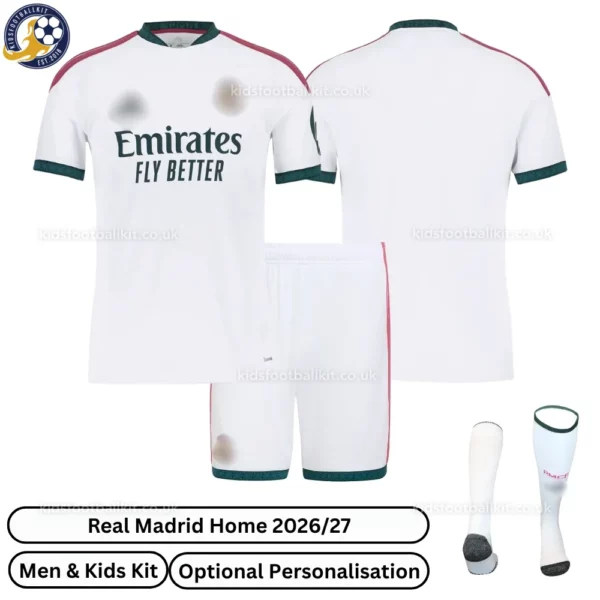 Real Madrid Home Men and Kids Kit 26_27-over view