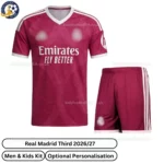 Real Madrid Third Men and Kids Kit 202627-front view