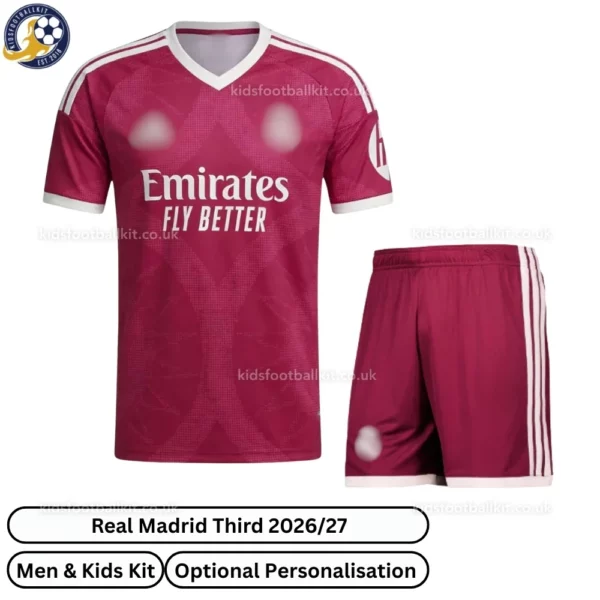 Real Madrid Third Men and Kids Kit 202627-front view