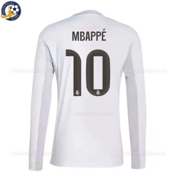 Real Madrid home kids kit 25_26-back view-long sleeve-MBAPPÉ 10