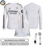 Real Madrid home kids kit 25_26-over view-long sleeve