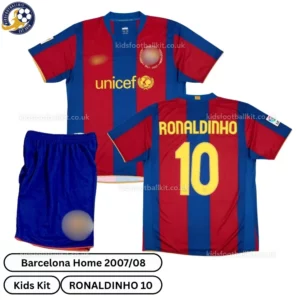 Retro Barcelona Home Kids Kit 2007_08 - Over view - RONALDINHO 10