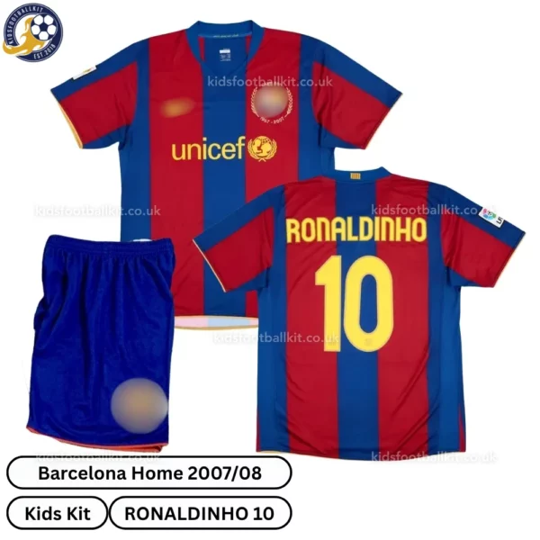 Retro Barcelona Home Kids Kit 2007_08 - Over view - RONALDINHO 10