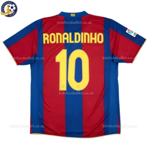 Retro Barcelona Home Kids Kit 2007_08 - back view- RONALDINHO 10