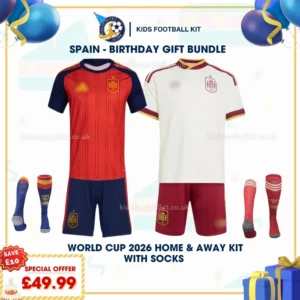 Spain home and away kids kits 2026