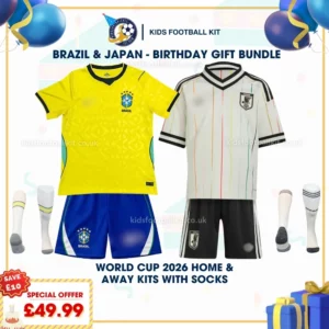 brazil and japan home and away kids kits 2026