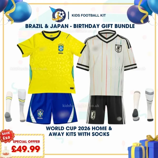 brazil and japan home and away kids kits 2026