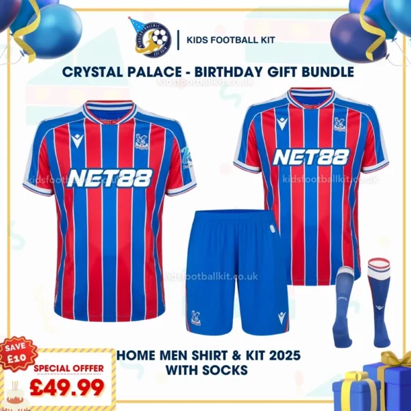 crystal palace home men shirt and kids kit 25_26
