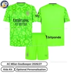 AC Milan Goalkeeper Kids Kit 26_27-over view-green