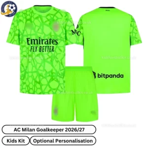 AC Milan Goalkeeper Kids Kit 26_27-over view-green