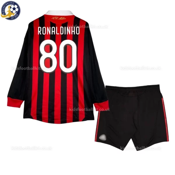 AC Milan Home Kids Kit 09_10-back view-RONALDINHO 80