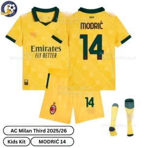 AC Milan Third Kids Football Kit 2025/26 - MODRIĆ 14 (With Socks)