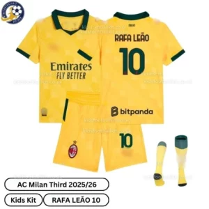 AC Milan Third Kids Football Kit 2025/26 - RAFA LEÃO 10 (With Socks)
