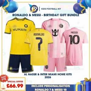 Al Nassr and Inter Miami home kids kits 26_27-RONALDO 7 and MESSI 10
