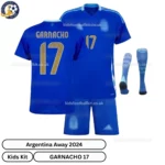 Argentina-Away-Kids-Football-Kit-2024_25-–-GARNACHO-17-With-Socks
