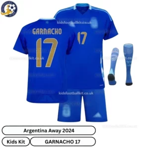 Argentina-Away-Kids-Football-Kit-2024_25-–-GARNACHO-17-With-Socks