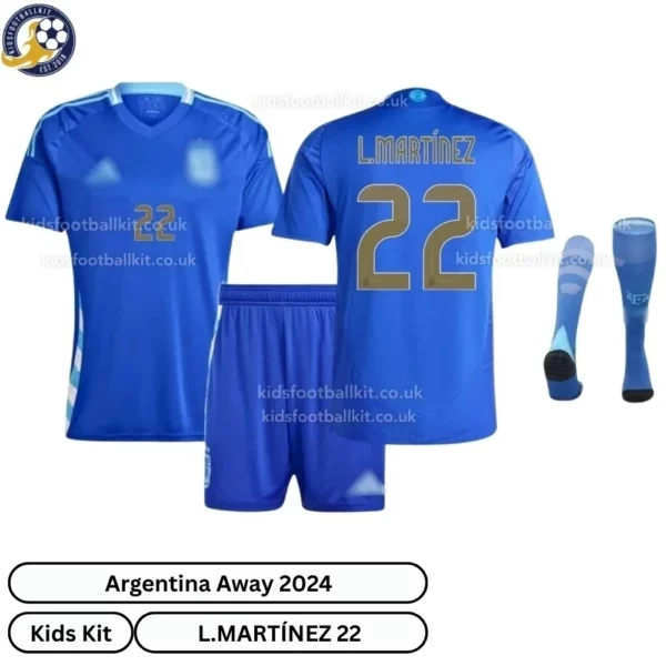 Argentina-Away-Kids-Football-Kit-2024_25-–-L.MARTINEZ-22-With-Socks