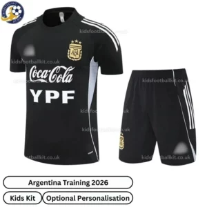 Argentina Training Kids Football Kit 2025 (No Socks) - Black