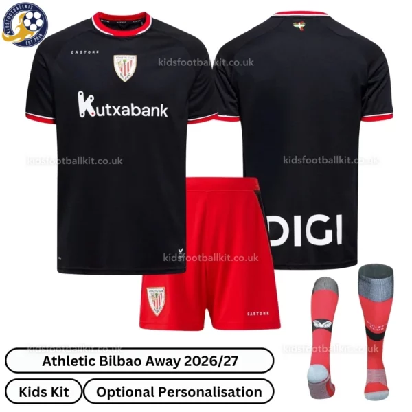 Athletic Bilbao Away Kids Kit 26_27-over view with socks