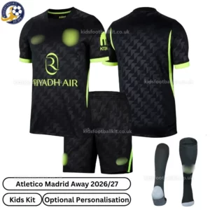 Atletico Madrid Away kids kit 2026_27-over view with socks