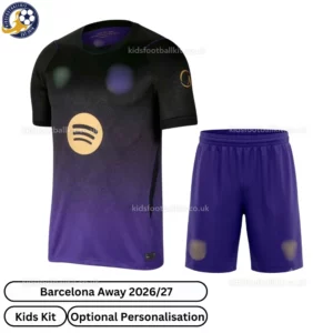 Barcelona Away Kids Kit 2026_27-front view