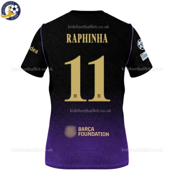 Barcelona Away Kids Kit 26_27-back view-RAPHINHA 11