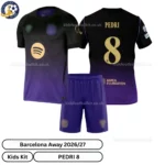 Barcelona Away Kids Kit 26_27-over view-PEDRI 8