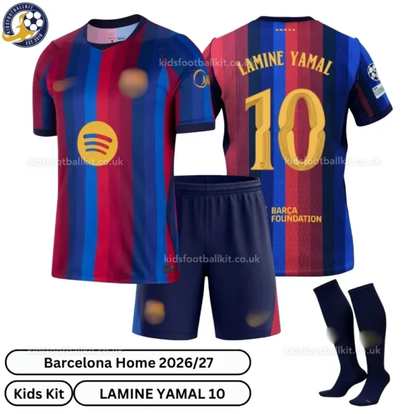 Barcelona Home kids kit 26_27-over view-LAMINE YAMAL 10