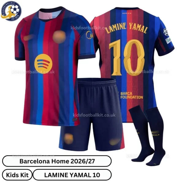 Barcelona-Home-kids-kit-26_27-over-view-LAMINE-YAMAL-10-with-socks