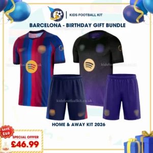 Barcelona home and away kids kit 2026