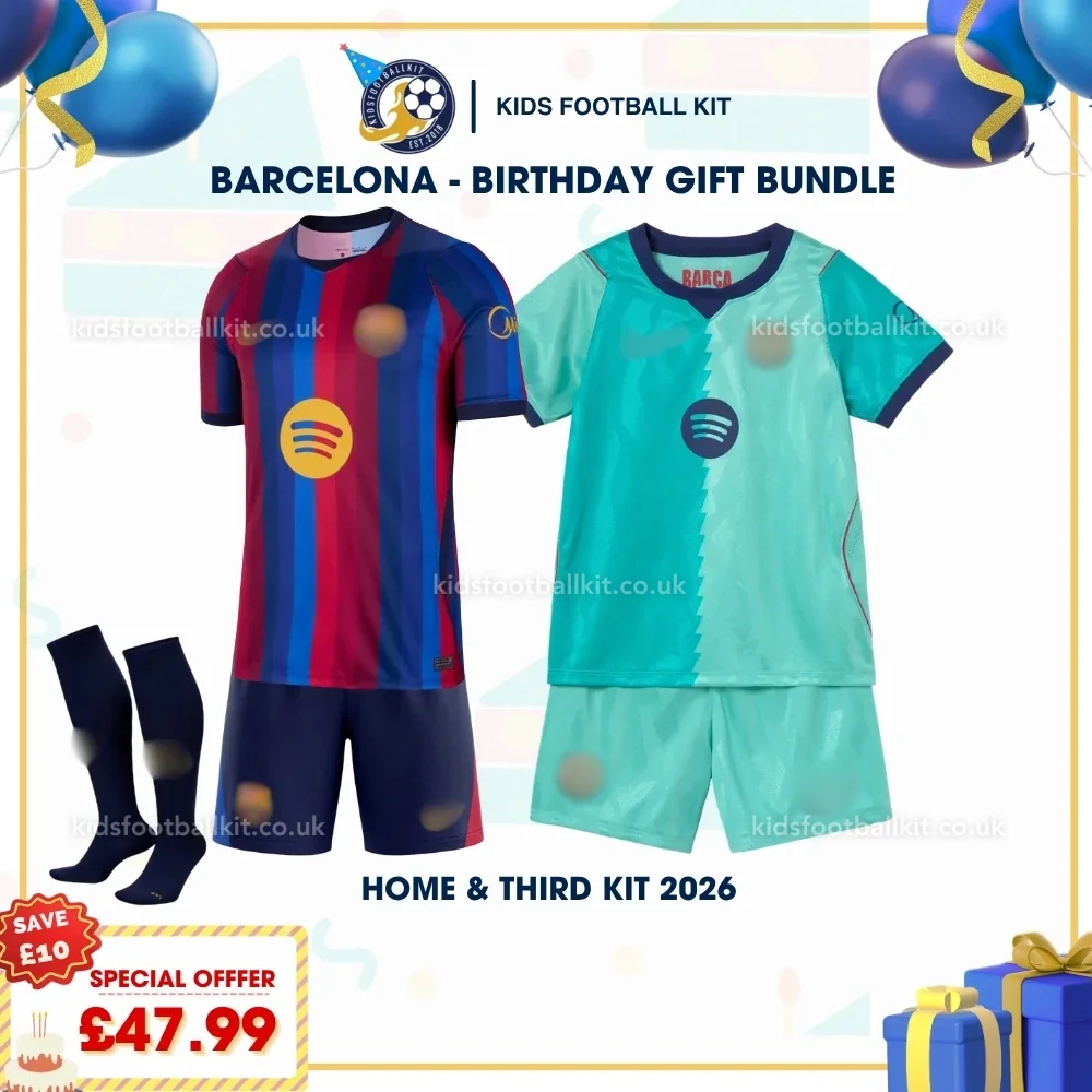 Barcelona Birthday Gift Pack – Home and Third Kids Football Kit 2026/27