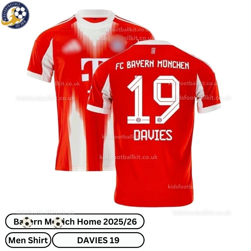Bay^_^rn Home Men Football Shirt 2025/26 – DAVIES 19