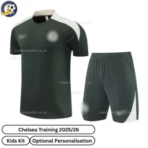 Chelsea Training Kids Football Kit 2025/26 (No Socks) - Dark Green Fan Version