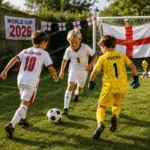 England goalkeeper yellow and home kids kits 2026-PICKFORD 1 BELLINGHAM 10 KANE 9-image