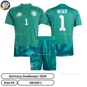 Germany goalkeeper kids kit 2026-over view-green-NEUER 1