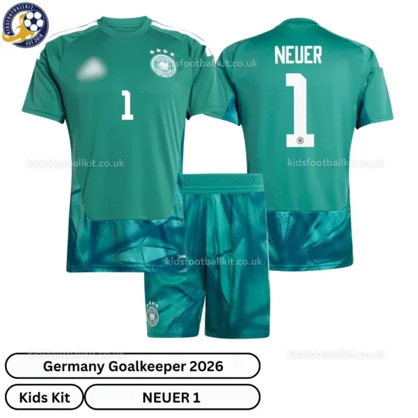 Germany goalkeeper kids kit 2026-over view-green-NEUER 1