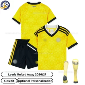 Leeds Away Kids Kit 26_27-over view with socks