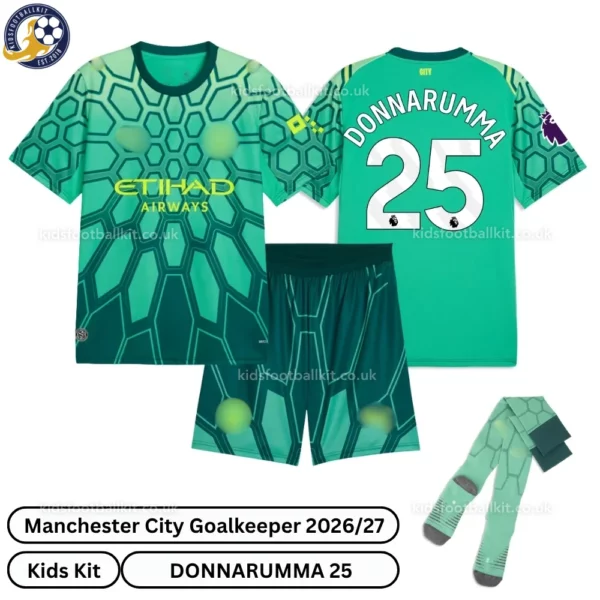 Manchester City Goalkeeper Kids Kit 26_27-over view-green-DONNARUMMA 25