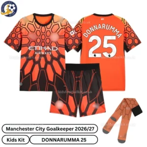 Manchester City Goalkeeper Kids Kit 26_27-over view with socks-DONNARUMMA 25