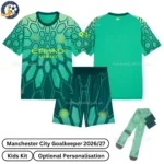 Manchester City Goalkeeper Kids Kit 26_27-over view with socks-green