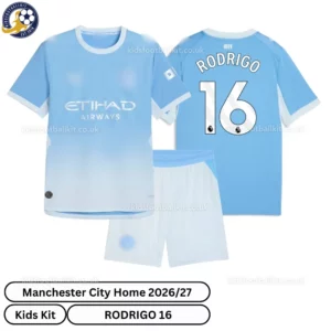 Manchester City Home Kids Kit 26_27-over view-RODRIGO 16