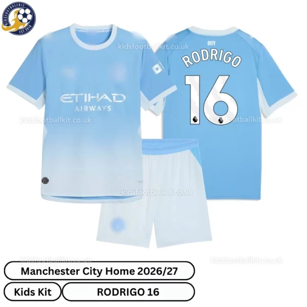 Manchester City Home Kids Kit 26_27-over view-RODRIGO 16