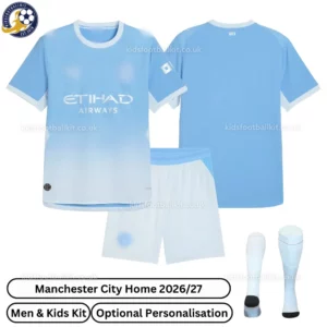 Manchester City Home Men and Kids Kit 26_27-over view with socks