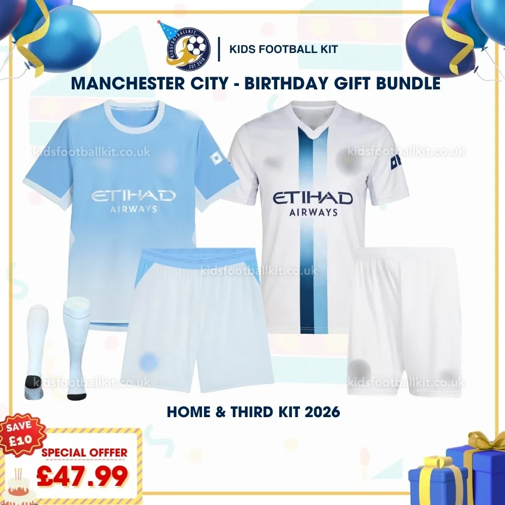 Manchester City Birthday Gift Pack – Home and Third Kids Football Kit 2026/27