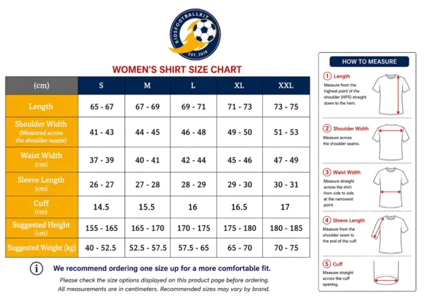 New KFK Women Shirt Size Chart 2807