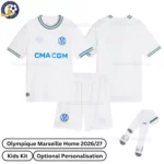Olympique Marseille home kids kit 26_27-over view with socks