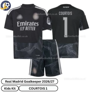 Real Madrid Goalkeeper Kids Kit 26_27-over view-COURTOIS 1